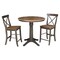 International Concepts Round 36 in Rd Ped Gathering Ht Table, 2 X-Back Counter Ht Stools, Hickory/Coal, 36 in W, 36 in L K45-36RT-27B-S6132-2 - alternate 1